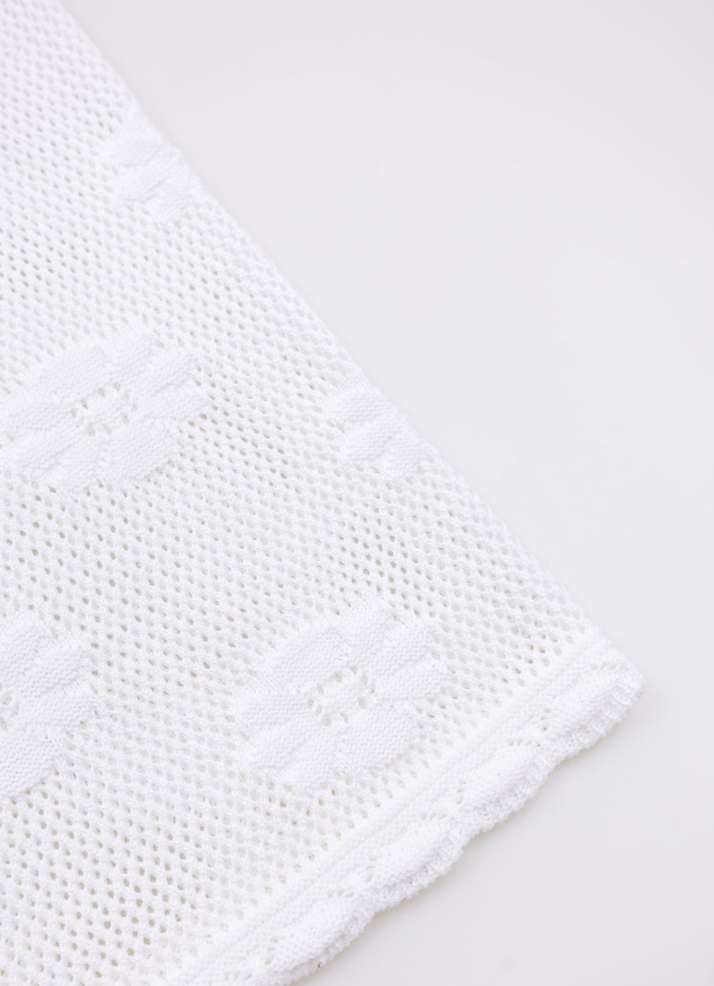 Calça Tricot Reta Ponto Rendado Floral