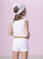 Short Tricot Ponto Rendado Floral