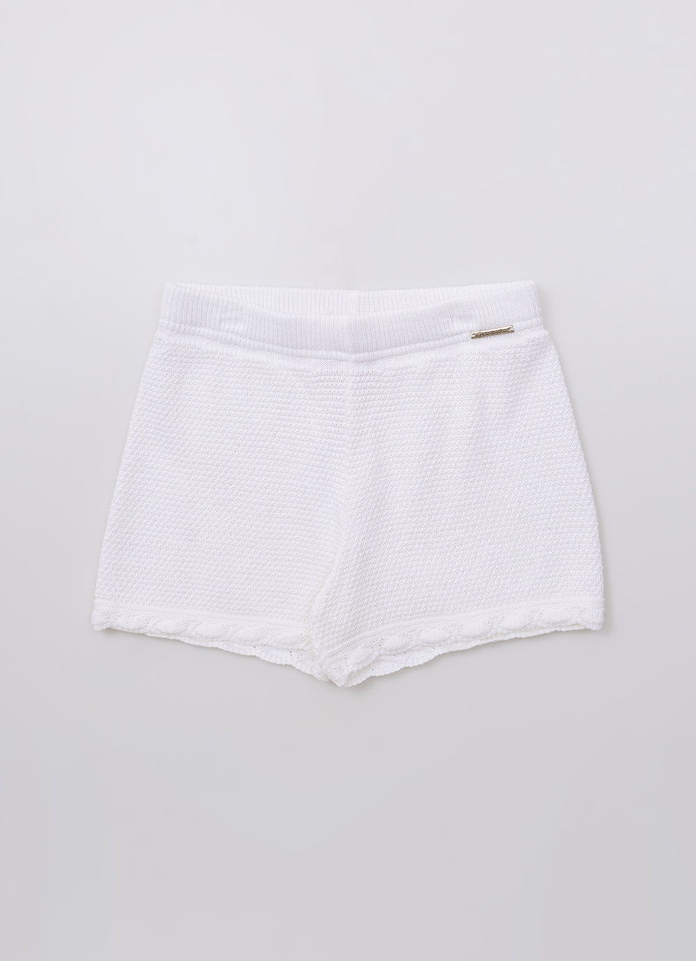 Short Tricot Ponto Rendado Floral
