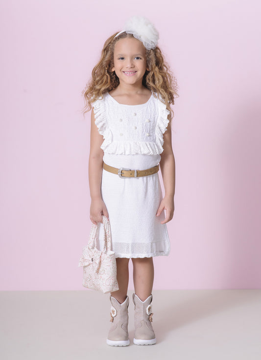 Vestido Tricot Ponto Rendado