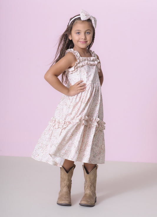 Vestido Algodão Estampado Frufru Cristal