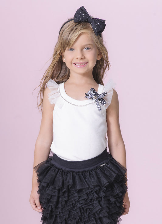 Blusa Ribana Alça Tule e Laços