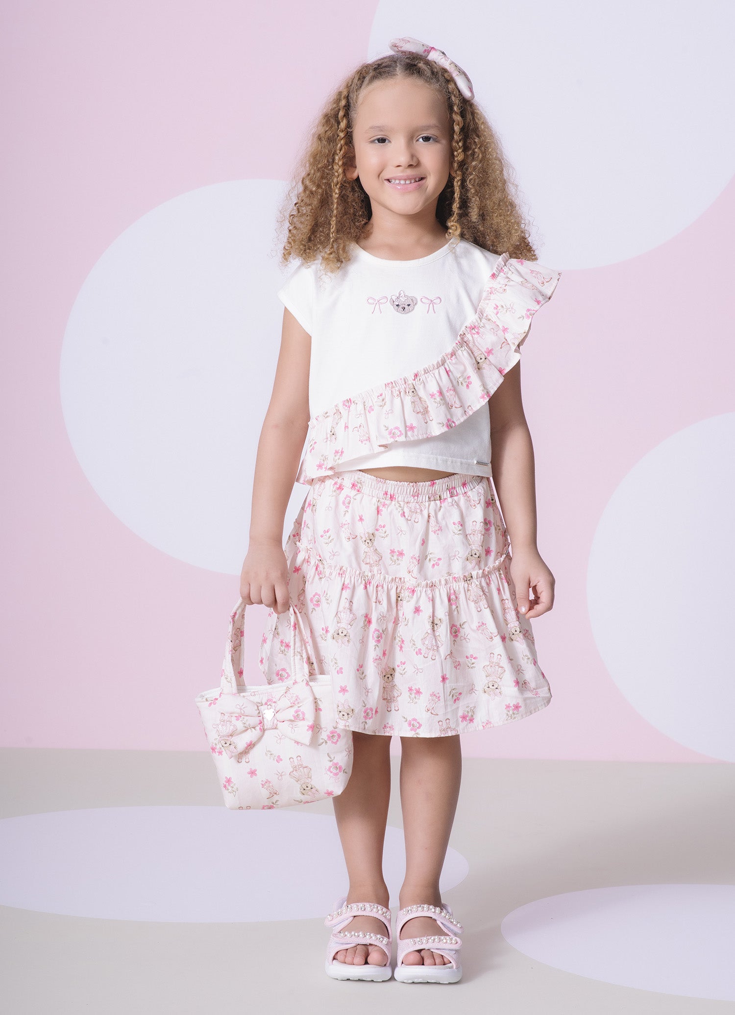 Conjunto Blusa Cotton e Saia Short Algodão
