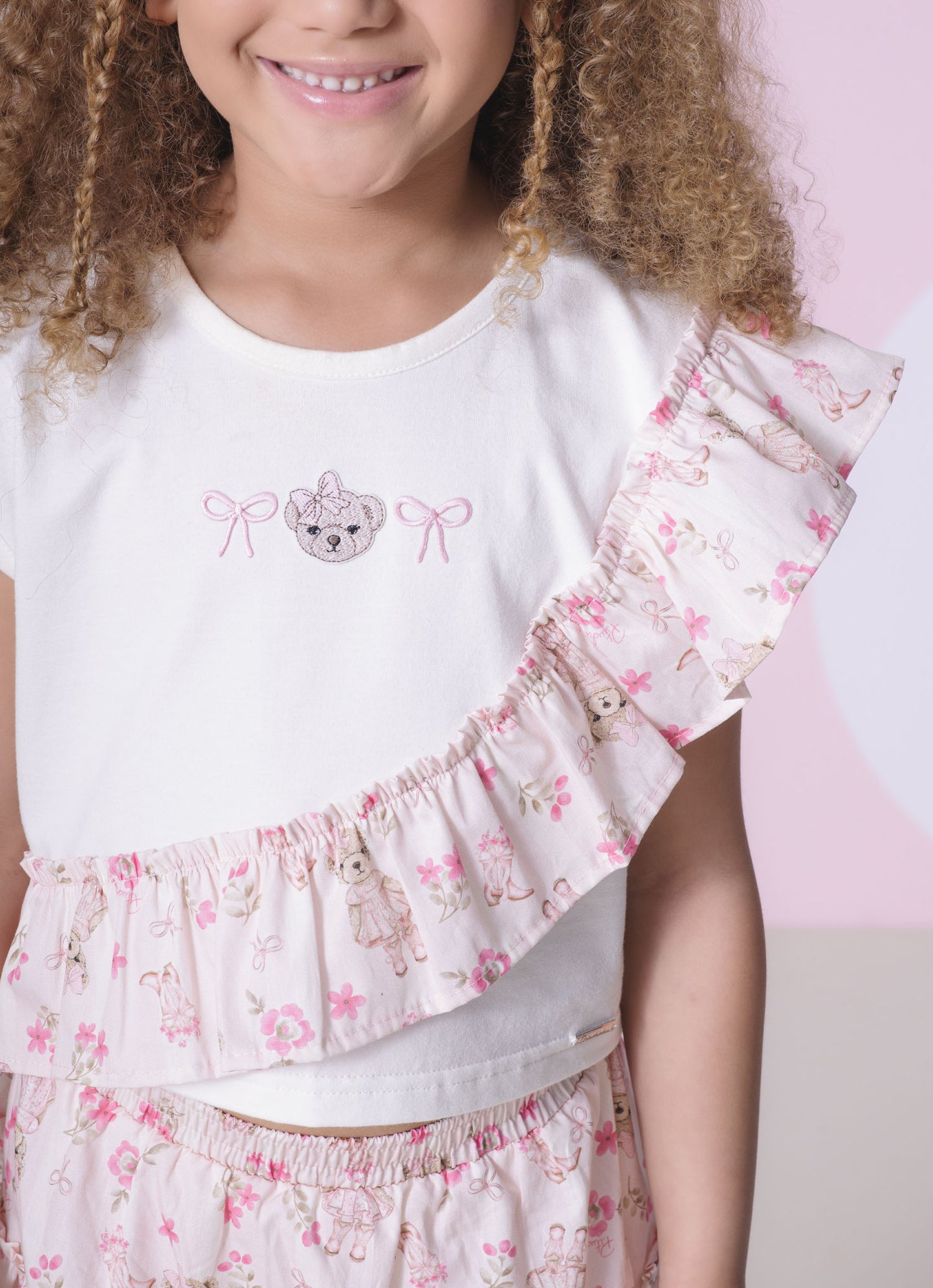 Conjunto Blusa Cotton e Saia Short Algodão