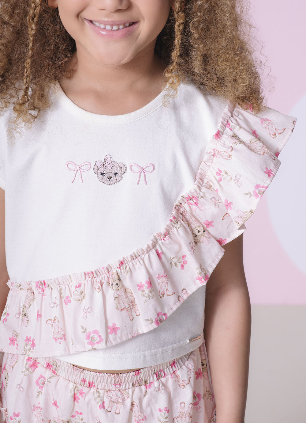 Conjunto Blusa Cotton e Saia Short Algodão