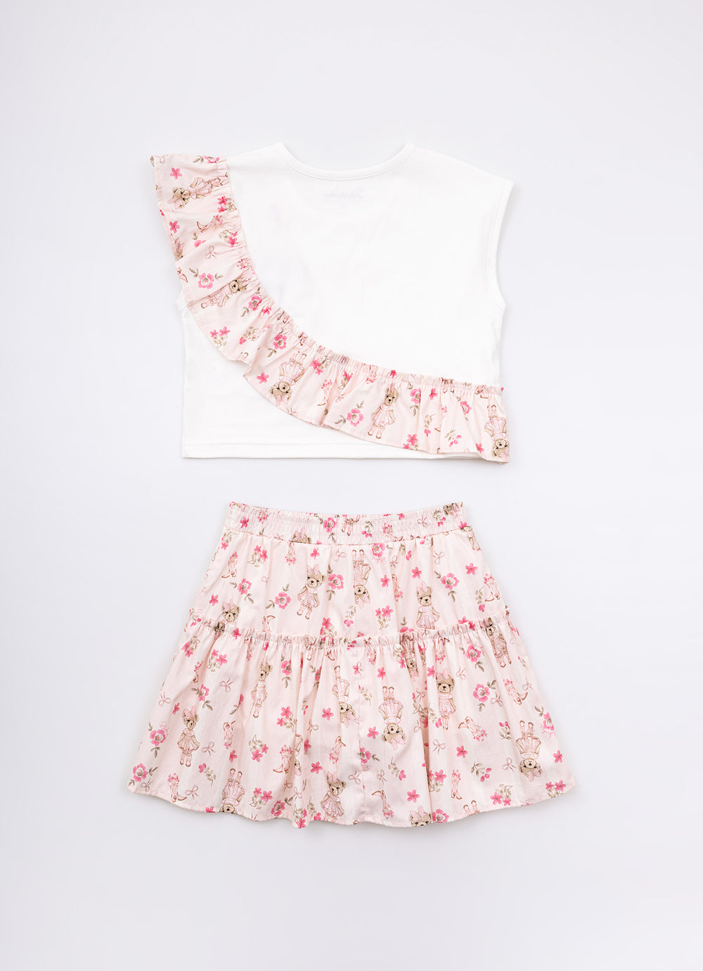 Conjunto Blusa Cotton e Saia Short Algodão