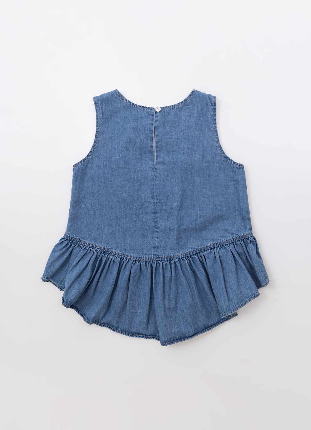 Regata Jeans Fino Babado Laçinhos Aplicados