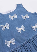 Regata Jeans Fino Babado Laçinhos Aplicados
