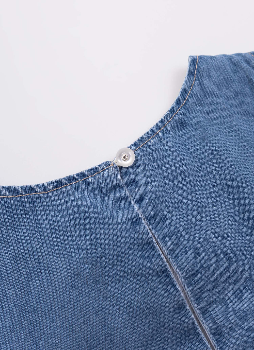 Regata Jeans Fino Babado Laçinhos Aplicados