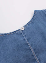Regata Jeans Fino Babado Laçinhos Aplicados