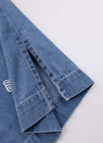 Calça Reta Jeans Fino Laços Aplicados