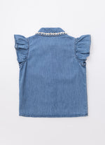 Camisa Jeans Fino Gola Bordado