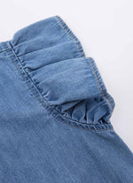 Camisa Jeans Fino Gola Bordado