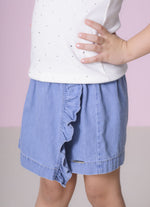 Saia Short Jeans Fino Babadinho