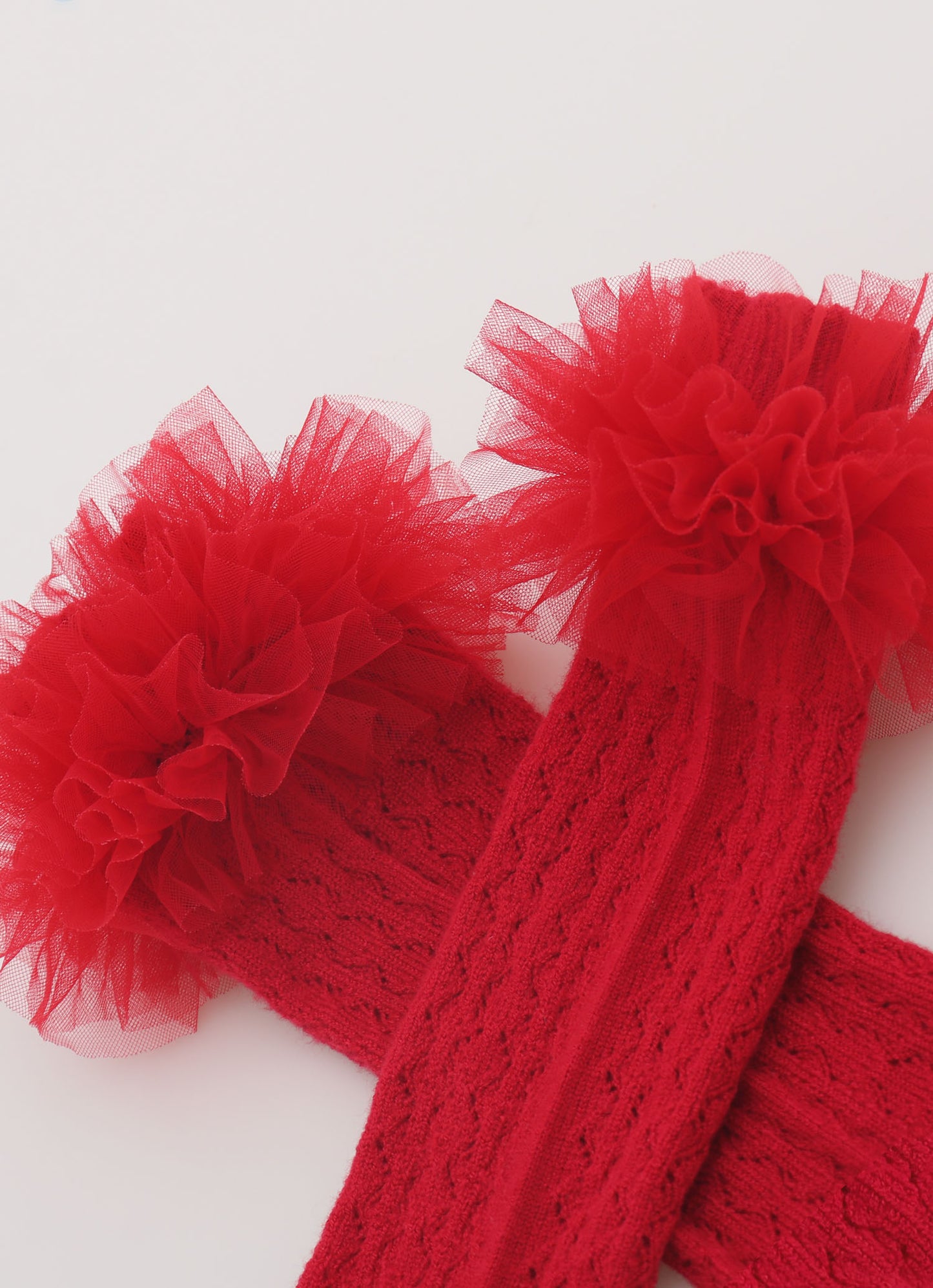 Meia Tricot Rendada Frufru Tule