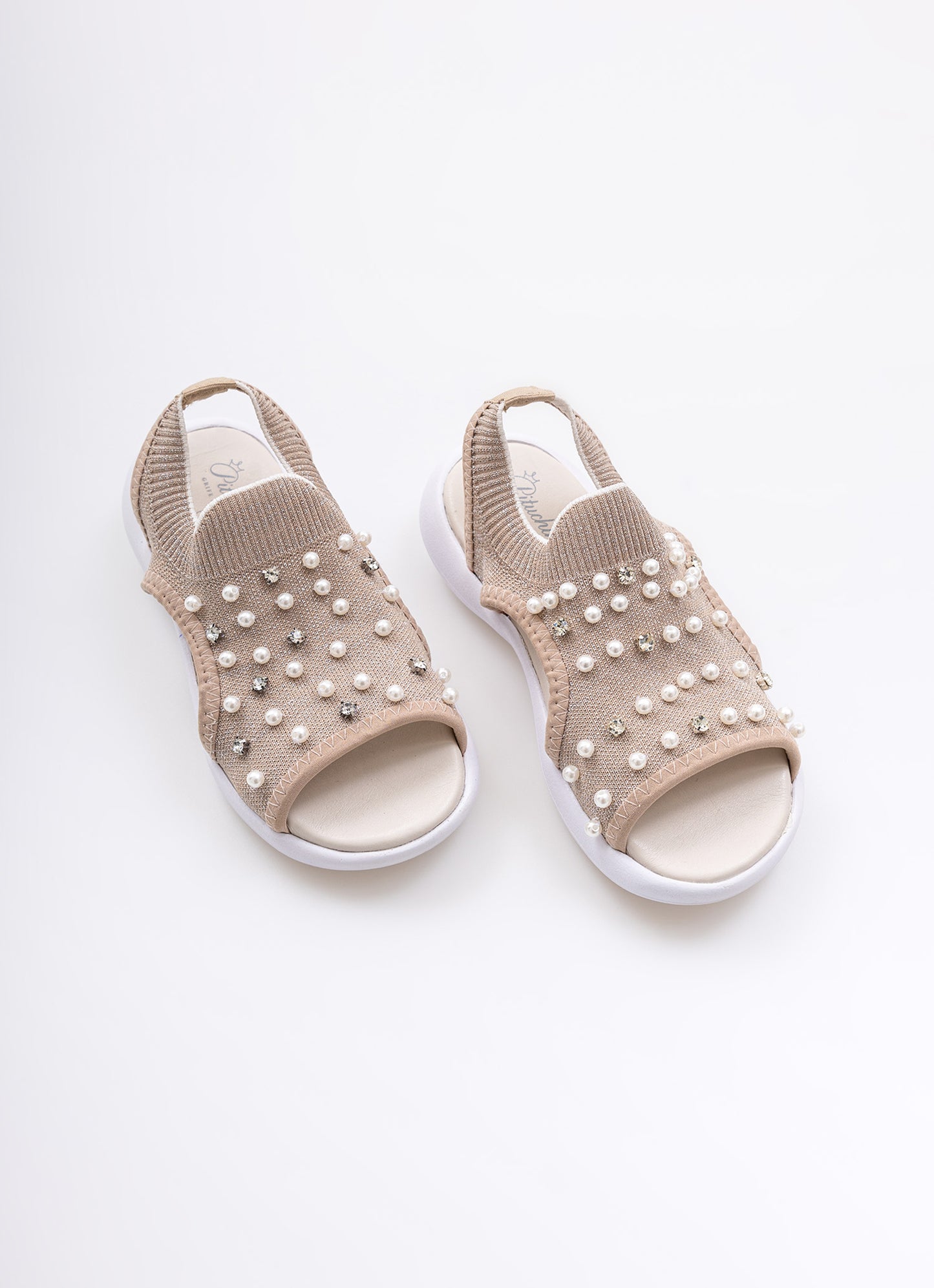 Sandália Knit Bordado Pérolas e Cristais