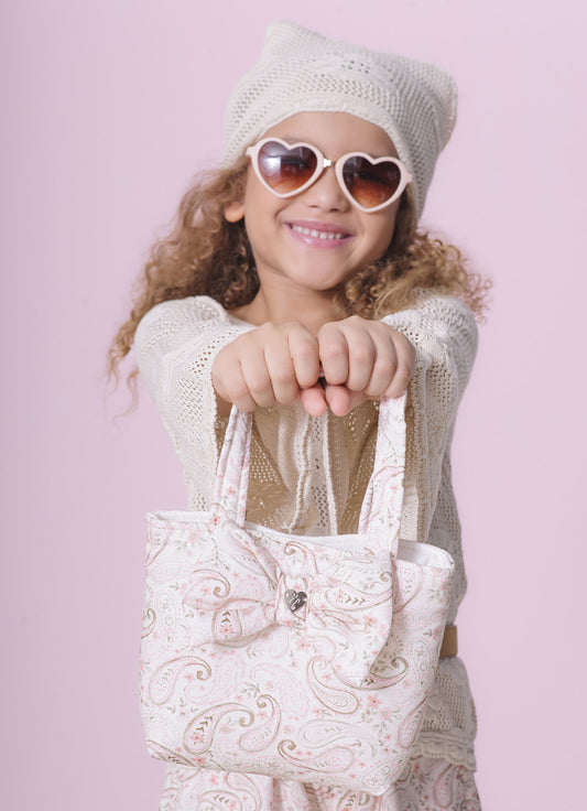 Bolsa Algodão Estampado Laço Puffer