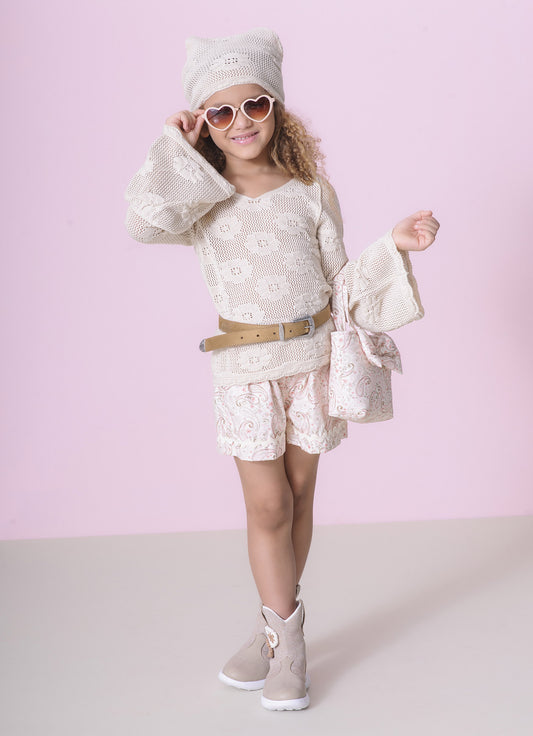 Bolsa Algodão Estampado Laço Puffer