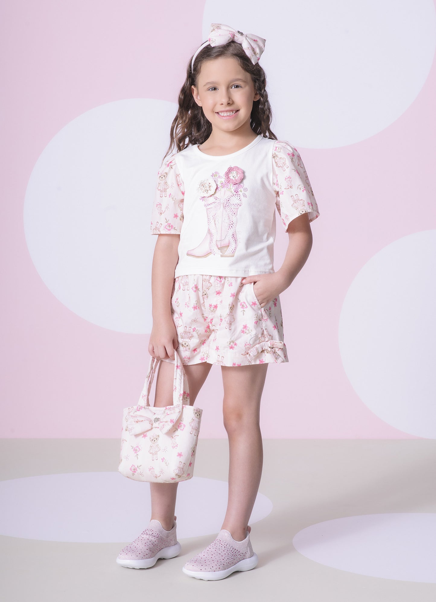 Bolsa Algodão Estampado Laço Puffer