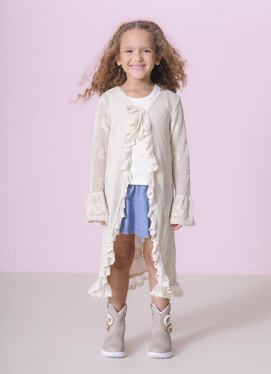 Maxi Casaco Tricot Rendado