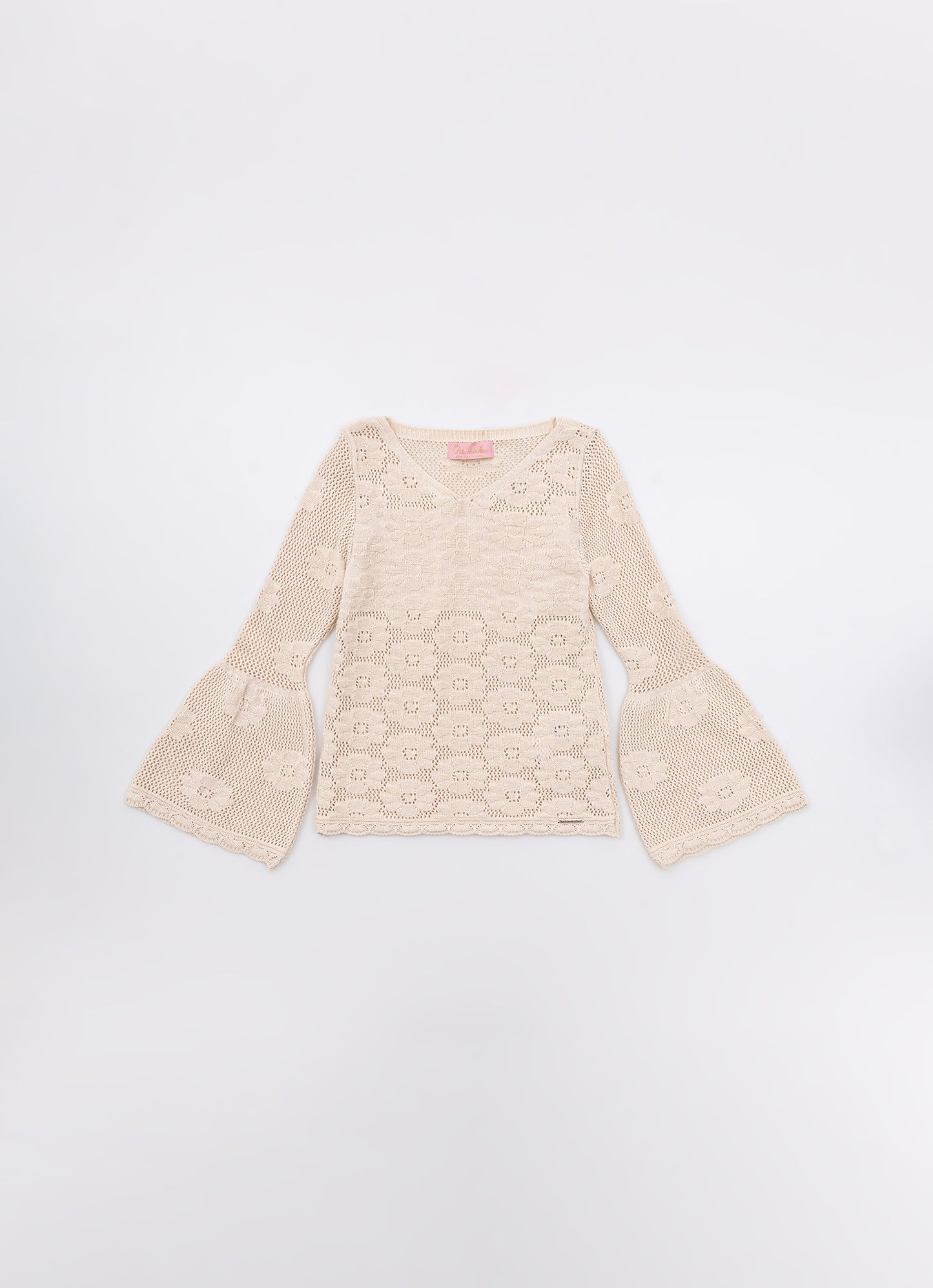 Blusa Tricot Rendado Manga Longa