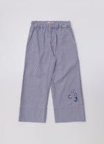 Calça Reta Algodão Xadrez Patches Mar