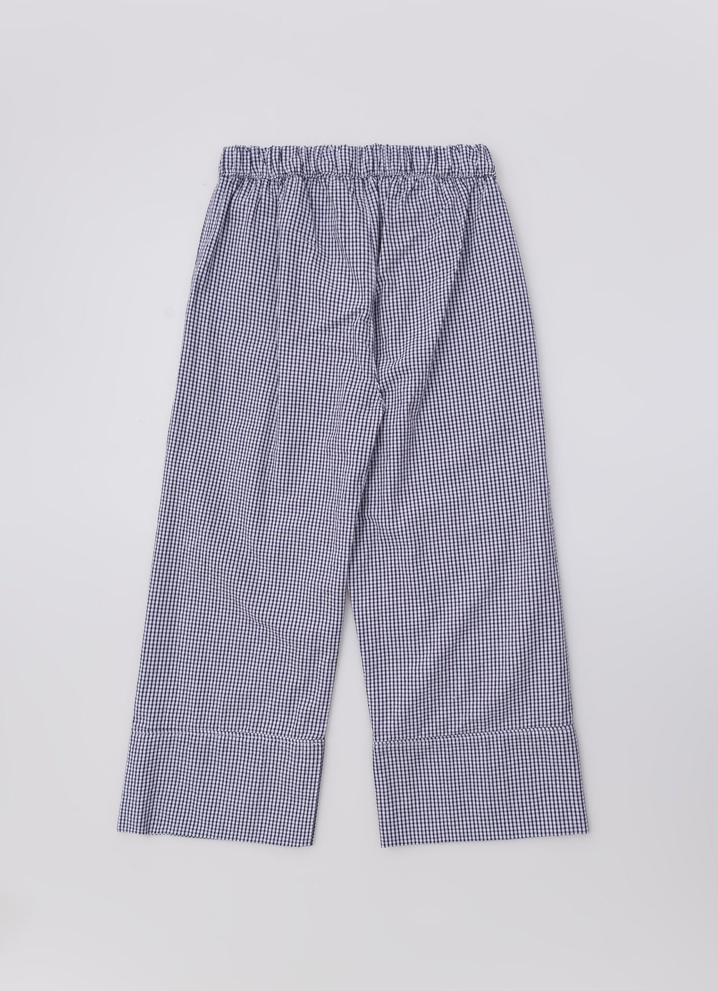 Calça Reta Algodão Xadrez Patches Mar