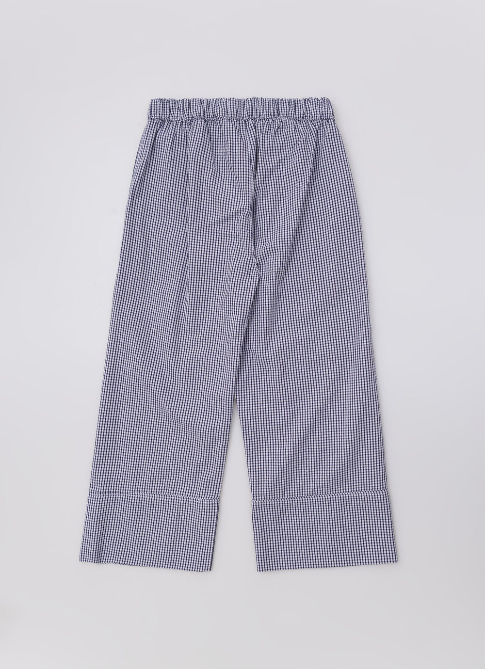 Calça Reta Algodão Xadrez Patches Mar