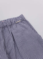 Calça Reta Algodão Xadrez Patches Mar