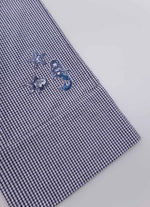 Calça Reta Algodão Xadrez Patches Mar
