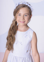 Vestido Tricoline Listrado Babadinhos e Laçinhos