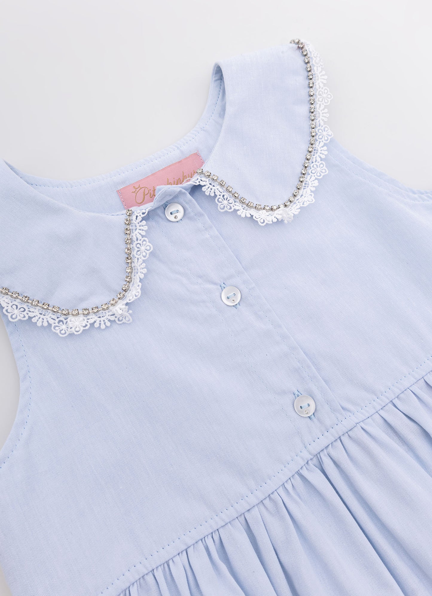 Vestido Algodão Botões Golinha Renda
