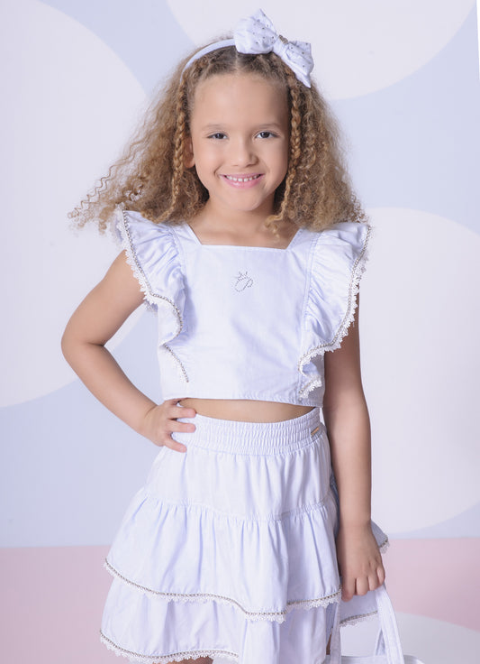Blusa Cropped Tricoline Babado