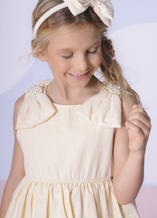 Vestido Algodão Babados Ombro Bordado