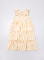 Vestido Algodão Babados Ombro Bordado