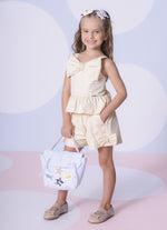 Short Algodão Laços Puffer Bordados