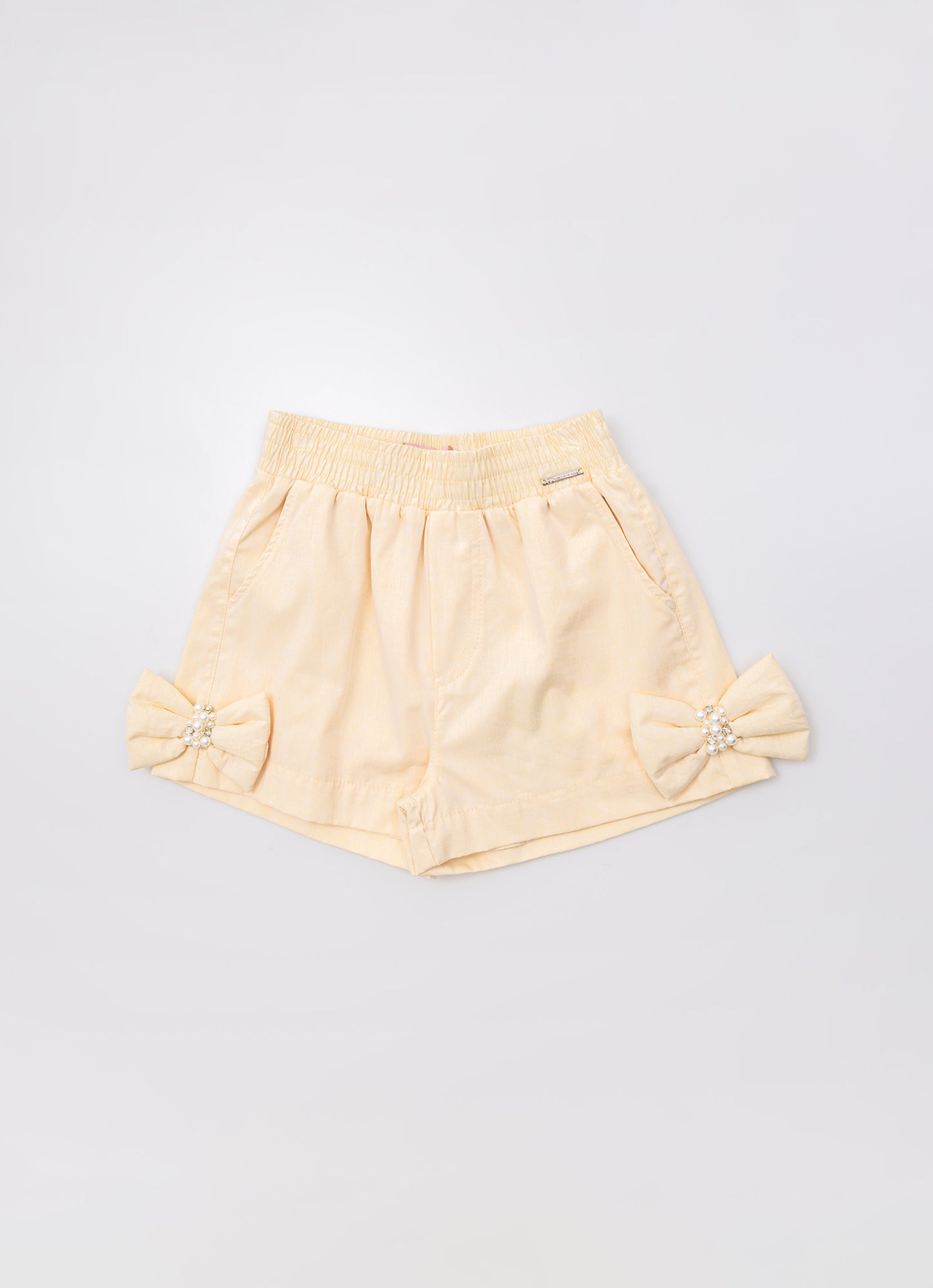 Short Algodão Laços Puffer Bordados