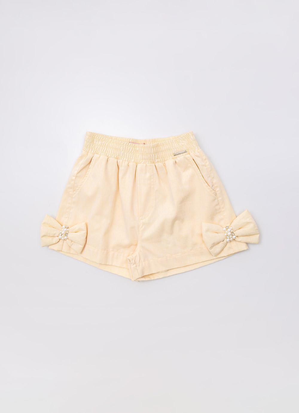 Short Algodão Laços Puffer Bordados