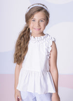 Blusa Tricoline Babado e Frufru Cristal