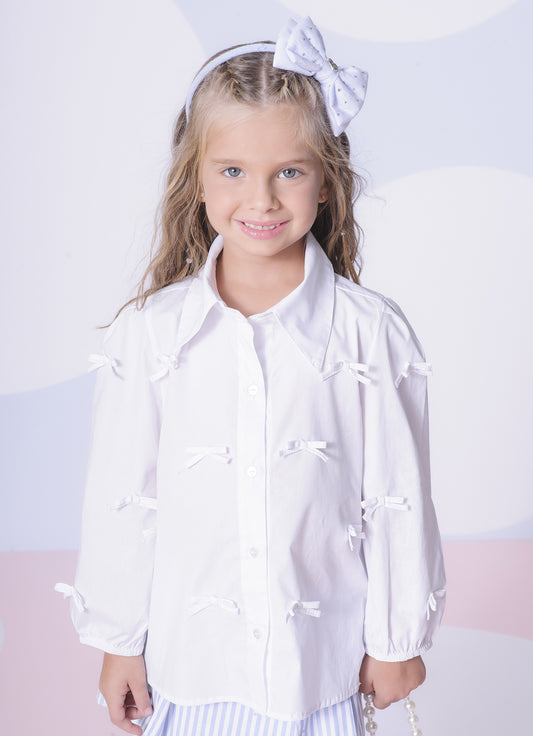 Camisa Tricoline Mini Laçinhos