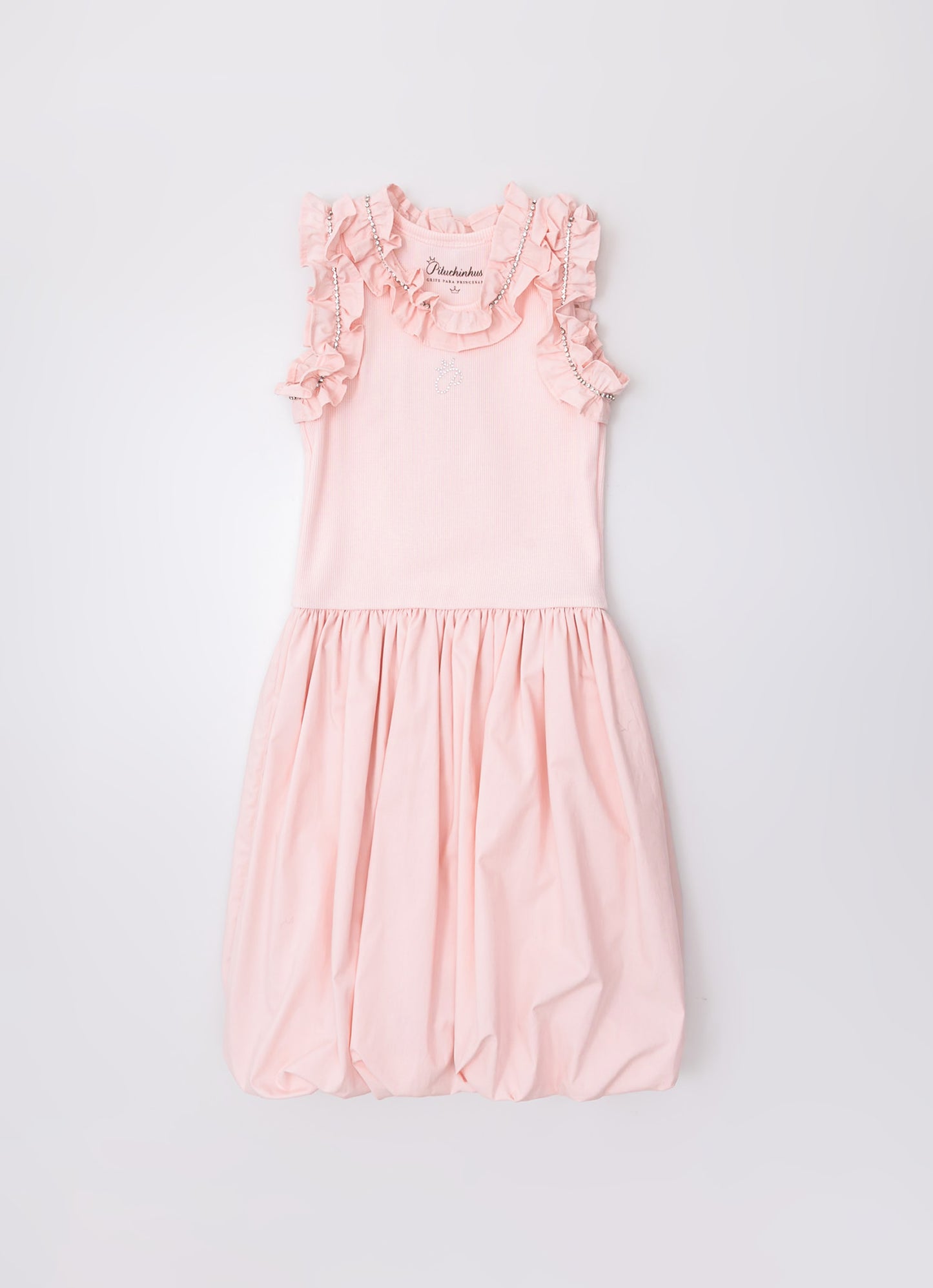 Vestido Ribana Frufru Cristal Saia Balonê