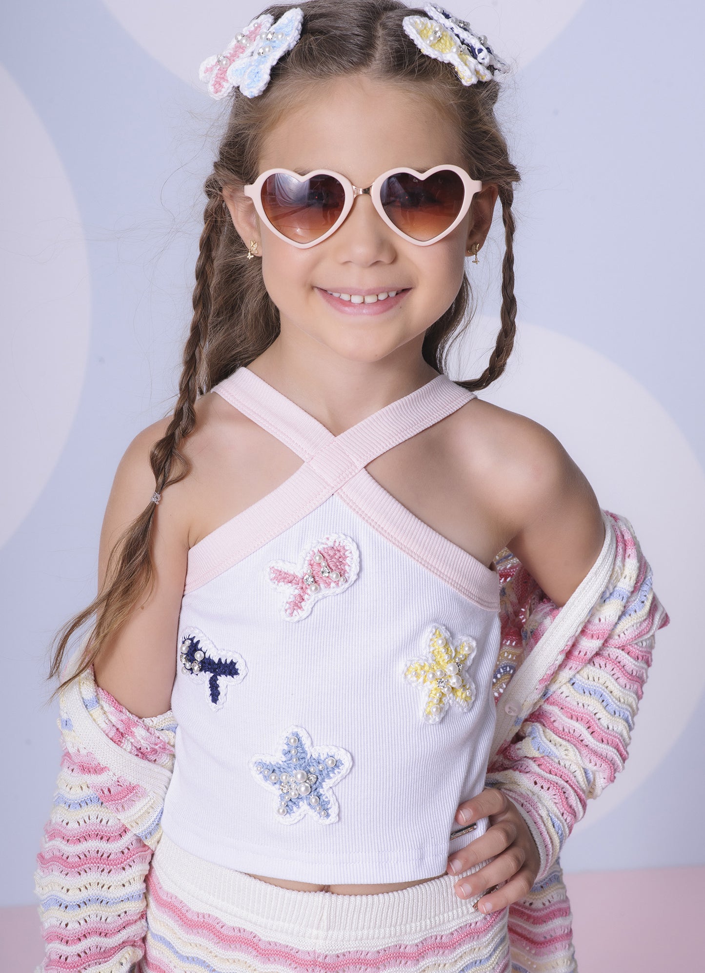 Blusa Cropped Ribana Peixes e Estrela Mar
