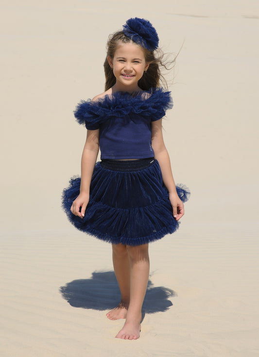 Saia Short Tule Babado Frufru