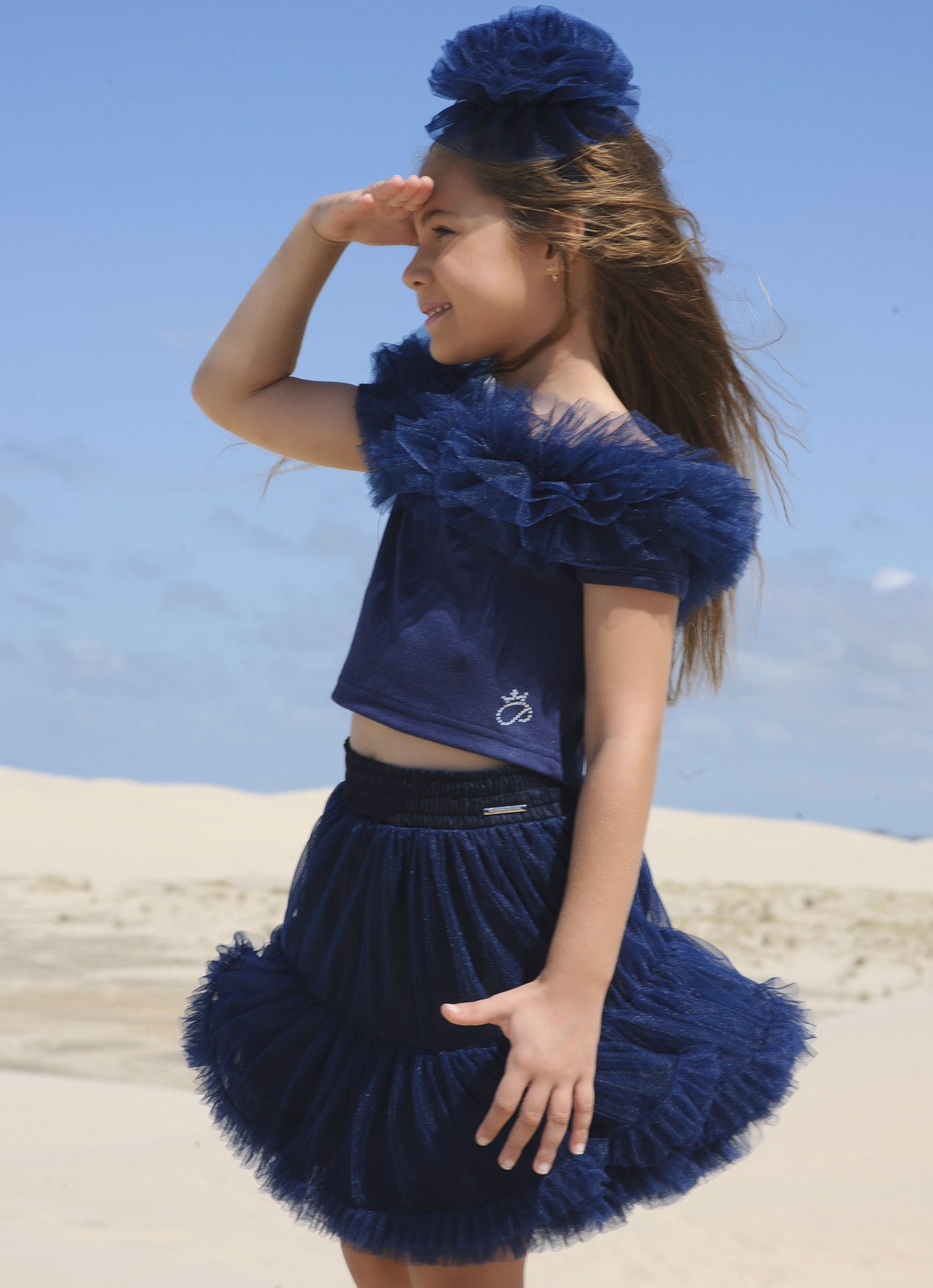 Saia Short Tule Babado Frufru