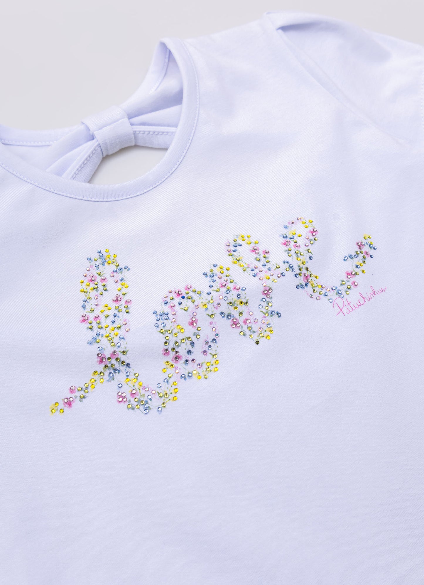 Blusa Cotton Serigrafia Love Floral Cristais