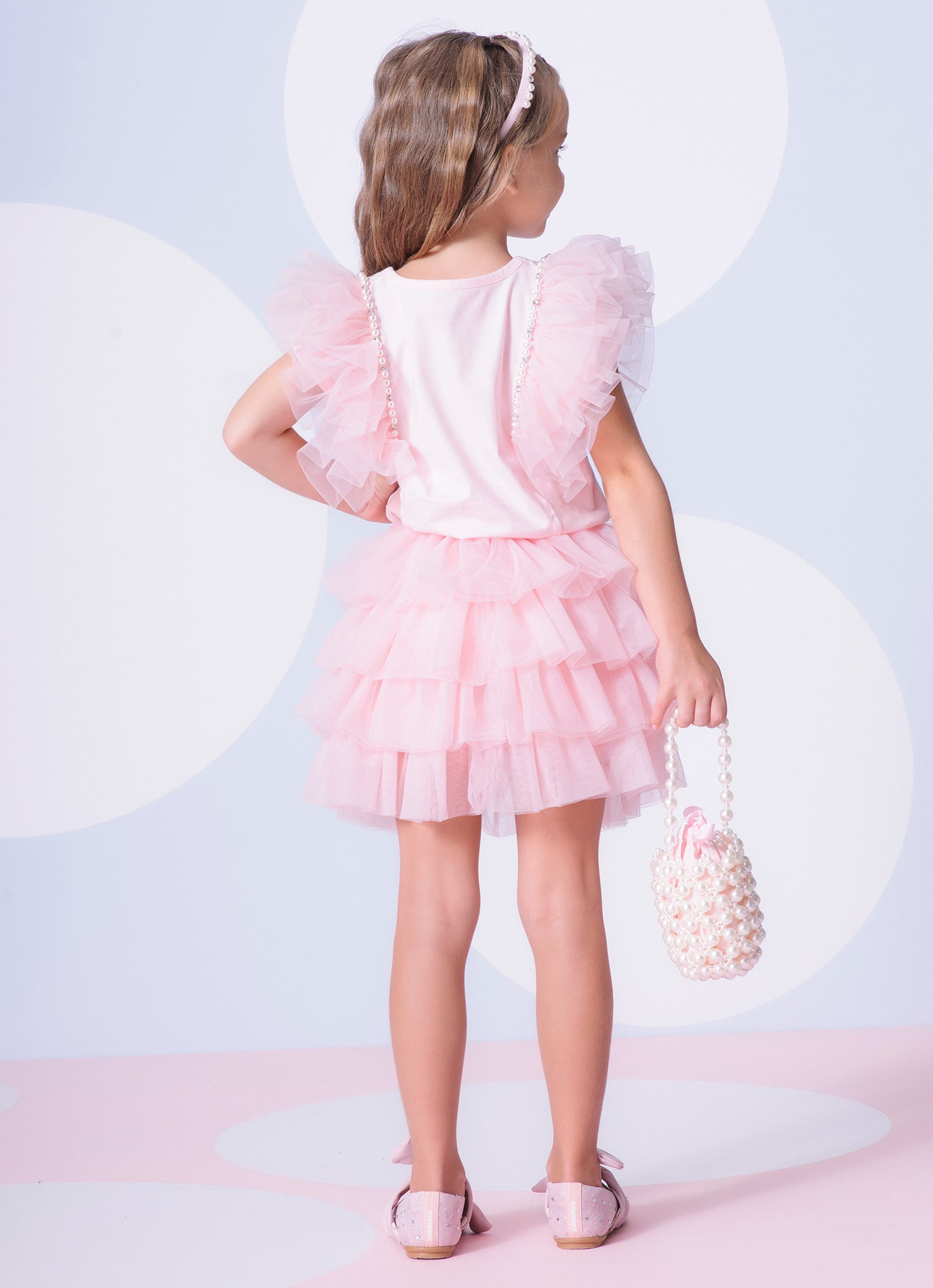 Blusa Cotton Babado Tule Bordados