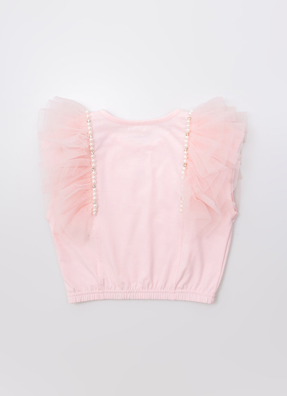 Blusa Cotton Babado Tule Bordados