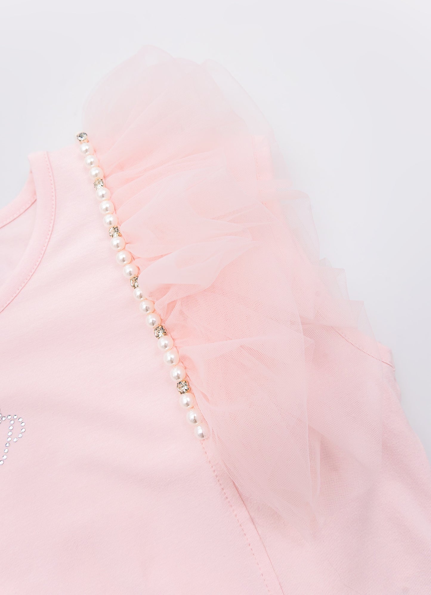 Blusa Cotton Babado Tule Bordados