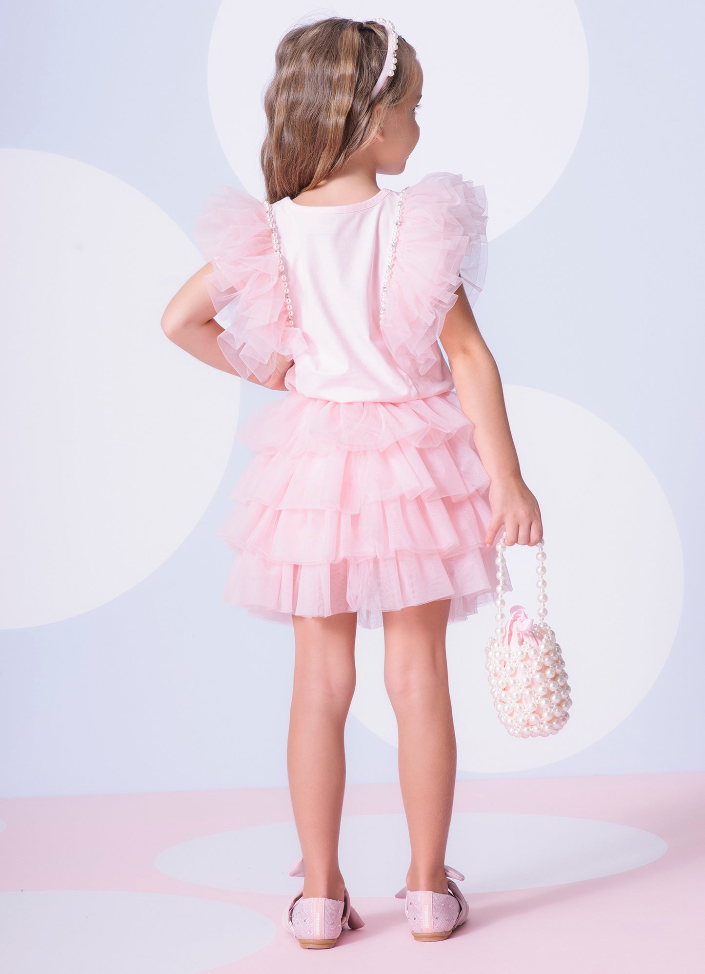 Saia Short Cotton Babados Tule