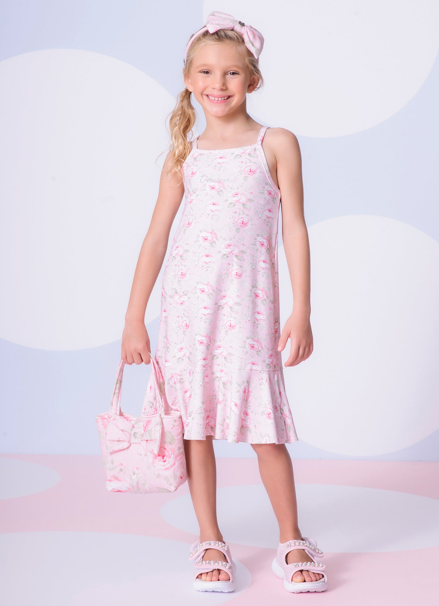 Vestido Alça Light Babado Estampado Pituchinhus